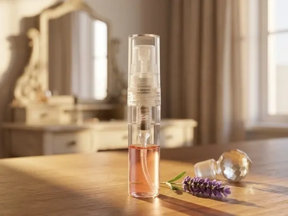 Guerlain L'heure Bleue Eau De Parfum Sample, luxe scent in intimate bedroom setting