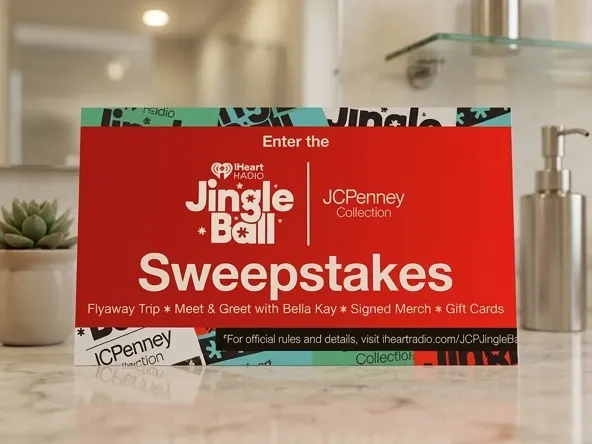 Win Jingle Ball and JCPenney Prize Package, close-up bathroom counter display moment