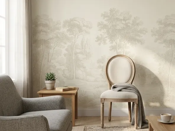 Milton & King Non-Woven Wallpaper Samples, forest wallpaper creating serene bedroom accent wall