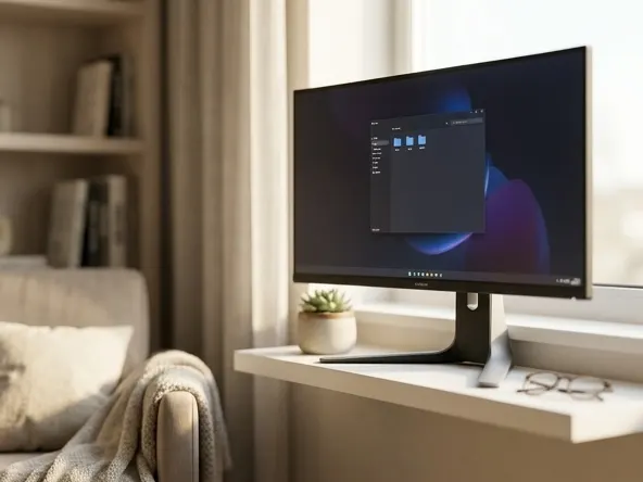 Win AOC AGON PRO Counter-Strike 2 Monitor, monitor positioned in cozy home workspace