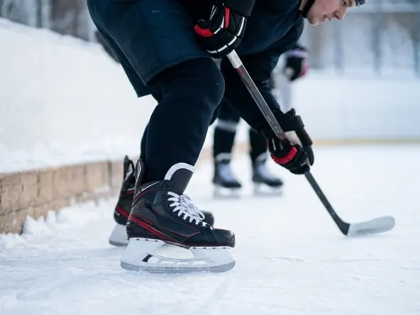 Win up to $2000 in Hockey Gear, skate planted on ice during play