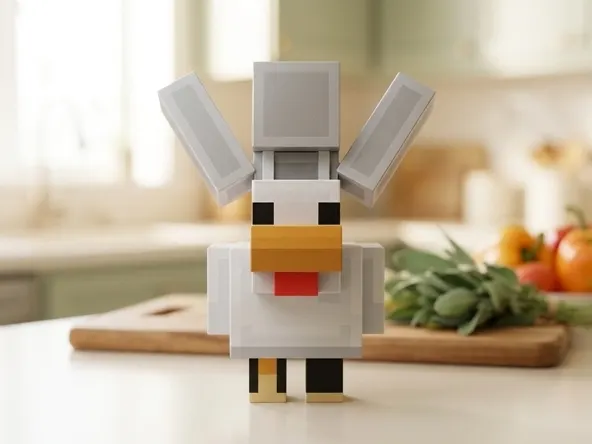 Minecraft Inflatable Chicken Suit Character Creator Item, product displayed on kitchen workspace