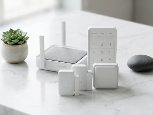 Win Wyze Smart Home Devices, device on marble with natural light
