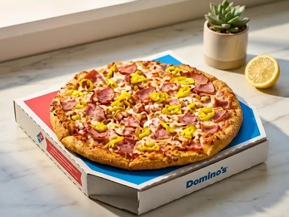 Win a Year of Free Domino's Pizza, prize certificate on elegant marble surface