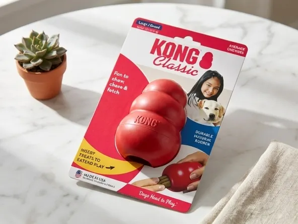 Free Kong Toy from NexGard Paw Promise, product displayed on elegant marble surface