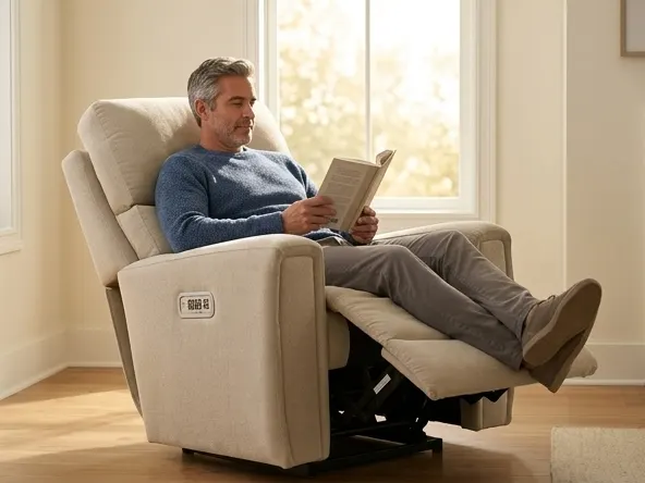 Win La-Z-Boy Apollo Power Rocking Recliner, man relaxing in reclined position with book