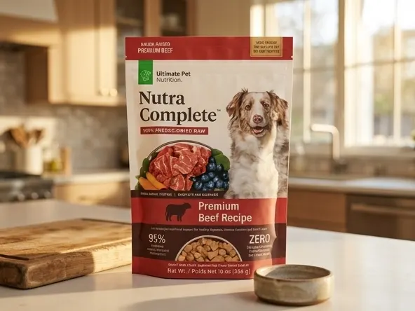 Win Nutra Complete Freeze-Dried Raw Dog Food, wholesome feeding solution in modern kitchen