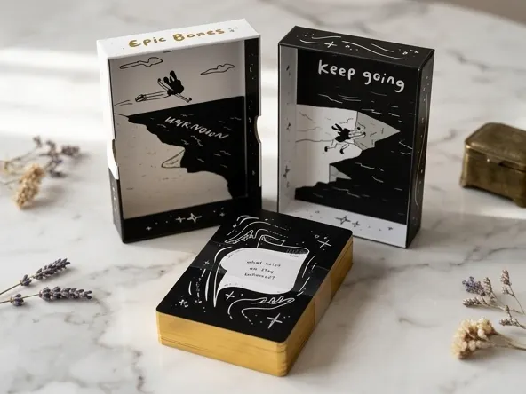 Win Epic Bones Affirmation Deck Bundle, affirmation deck on elegant marble surface