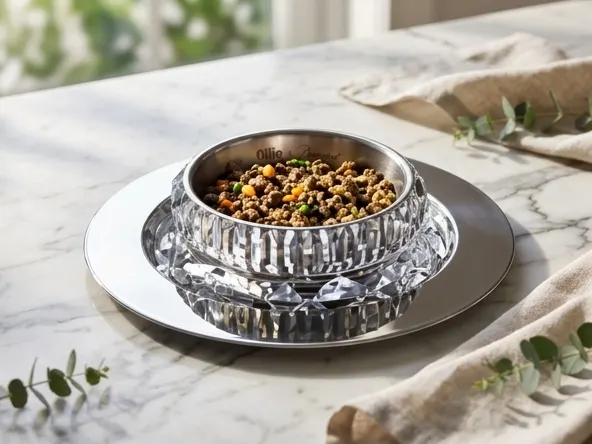 Win a Baccarat Crystal Dog Bowl, luxury crystal pet bowl on marble