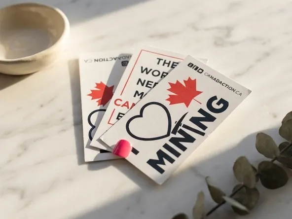 Canada Action Environmental Stickers, stickers on polished marble surface