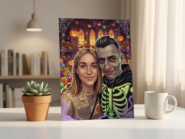 Free 8x10 Zombie Photo Print from CVS, print displayed on contemporary workspace