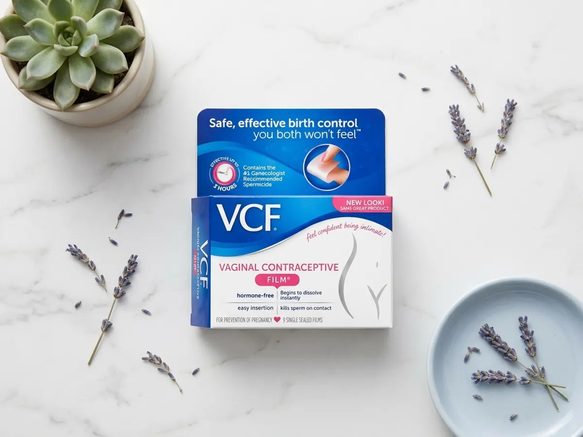 Say Yes to Freedom! Try VCF with a Free Sample!, overhead flat lay on marble surface