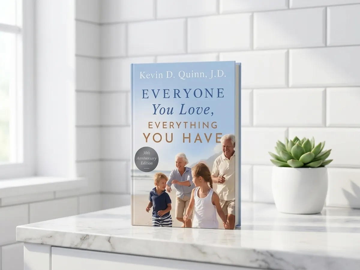 Claim a FREE Copy of Everyone You Love, with Everything You Have, product displayed on bathroom vanity counter