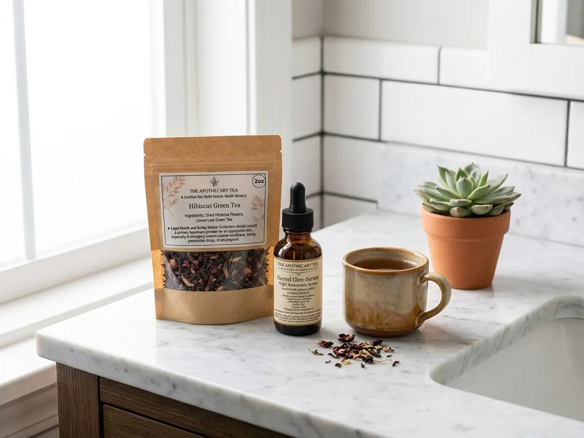 Free Beverage Alert: FREE Tea Samples from The Apothecary Tea, product displayed on bright bathroom counter