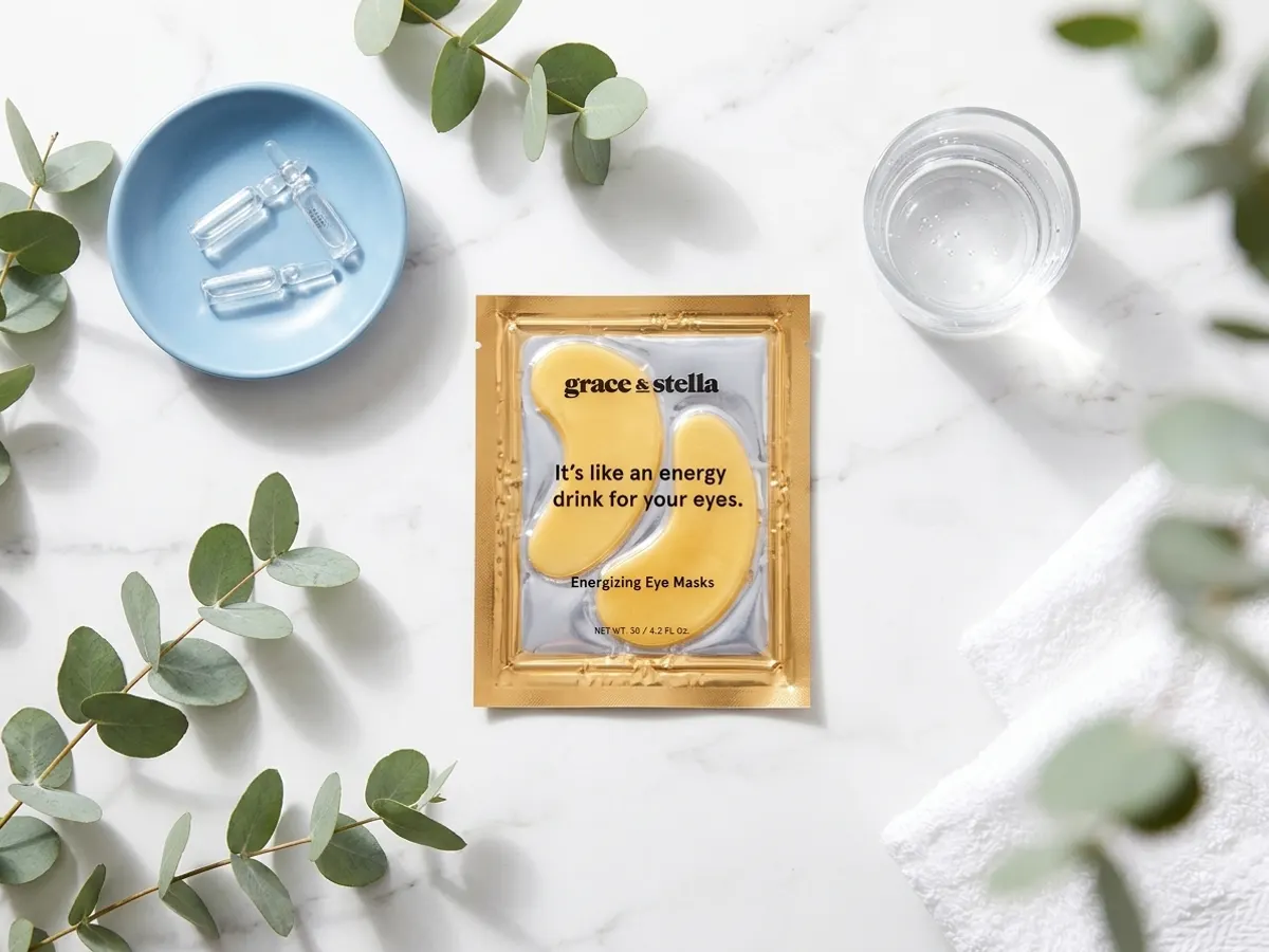 Pamper Your Eyes with FREE Grace & Stella Eye Masks, flat lay beauty routine essentials