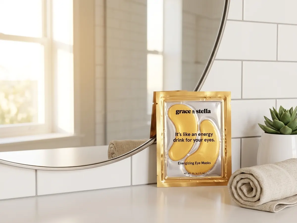 Pamper Your Eyes with FREE Grace & Stella Eye Masks, bathroom vanity ready for use