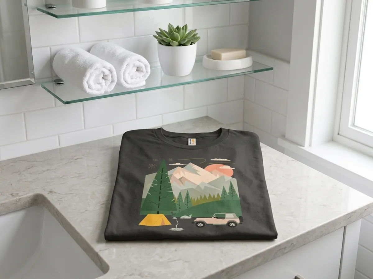 Score 2 FREE Shirts with This Woot Deal, product displayed on bathroom counter