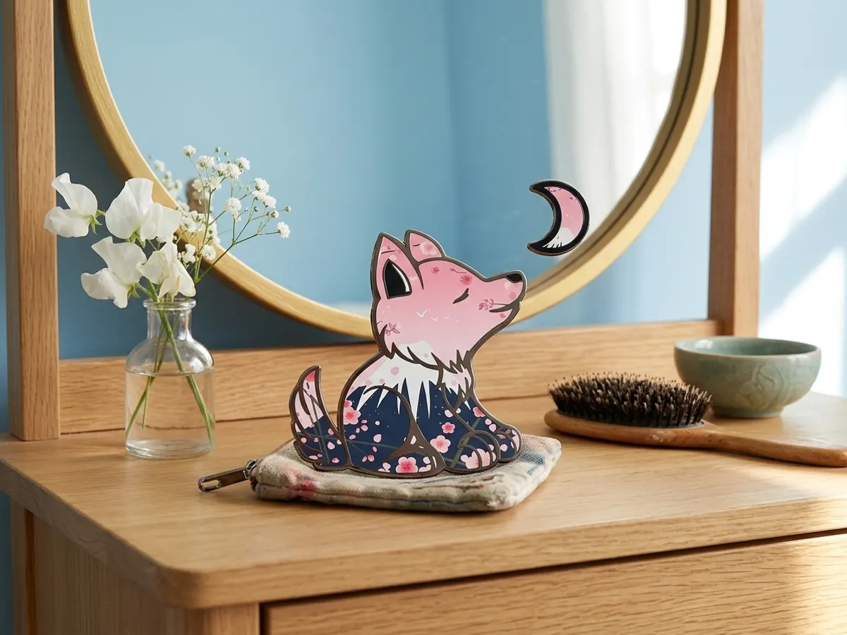 Wolf Lovers: Get a FREE Whimsical Wolf Sticker, sticker placed on bedroom vanity mirror