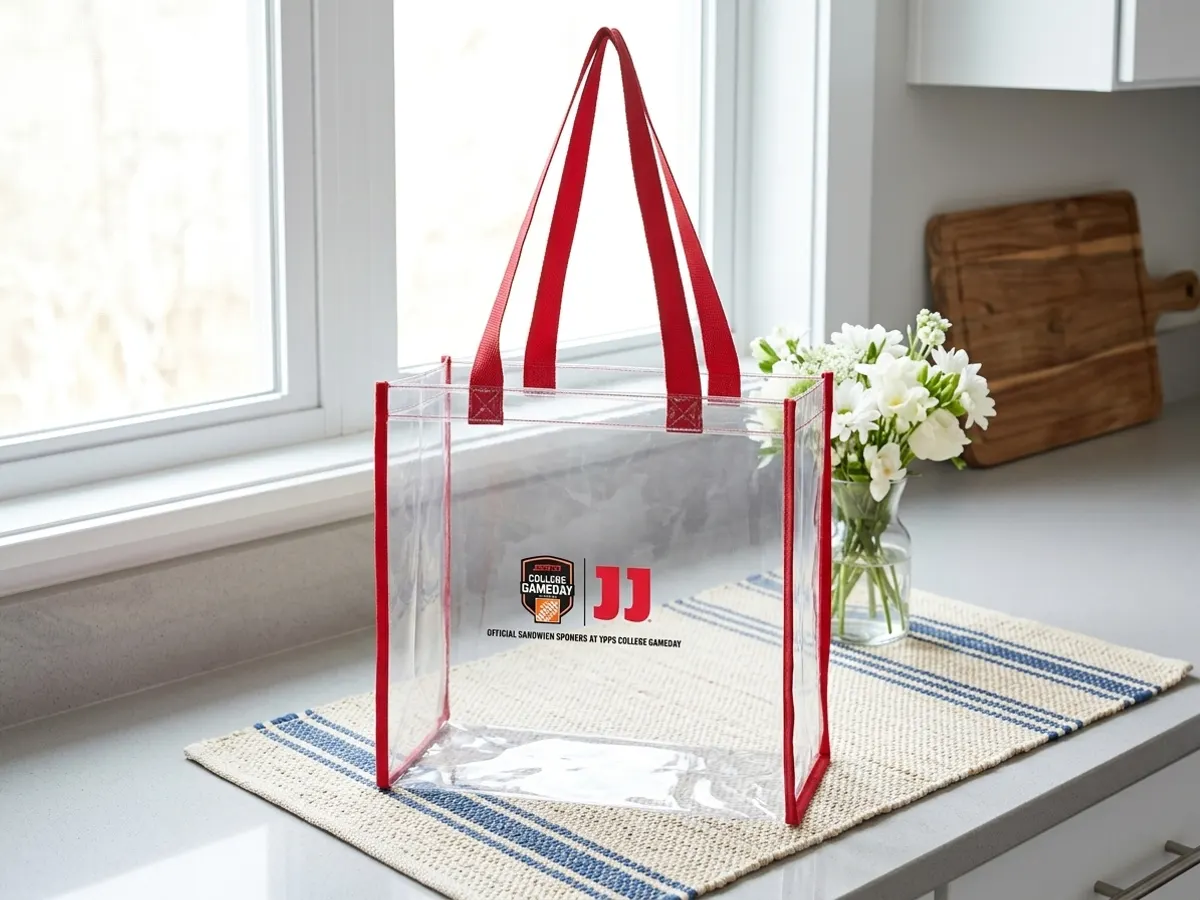 Score a FREE ESPN College GameDay Tote with a Fan Feast, tote placed on sunny kitchen counter