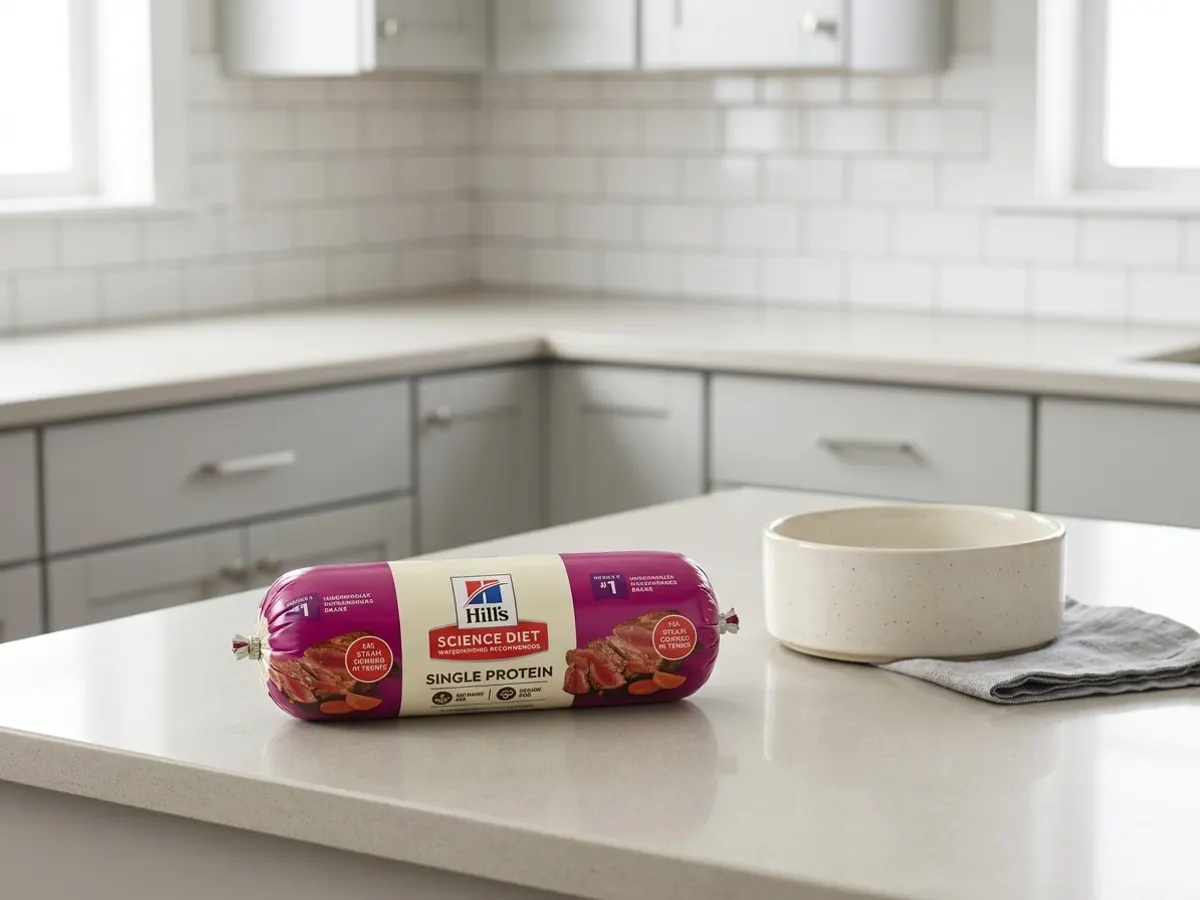 Hill’s Science Diet Offers a FREE Dog Food Roll, product displayed in everyday kitchen setting