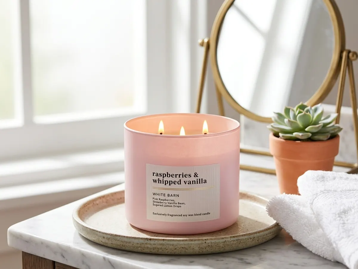 FREE Bath & Body Works Candle with TopCashback at Ulta, product displayed on bright bathroom vanity