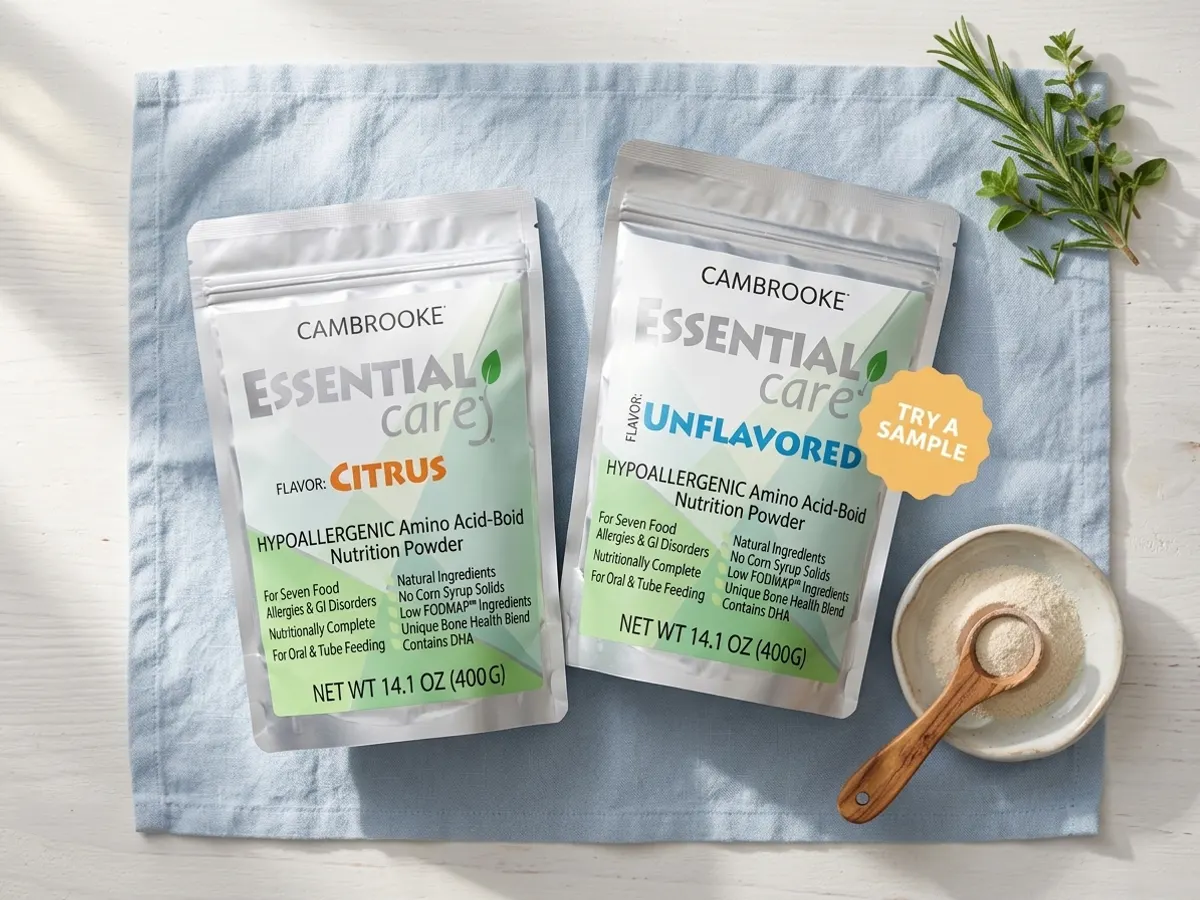 FREE Formula Sample for Children with Specific Health Conditions, flat lay with natural props and soft light