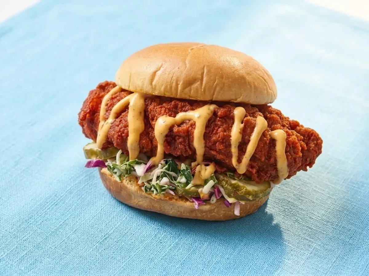 Grab a FREE Slider at Dave's Hot Chicken on October 13th, close up packaging details with soft focus