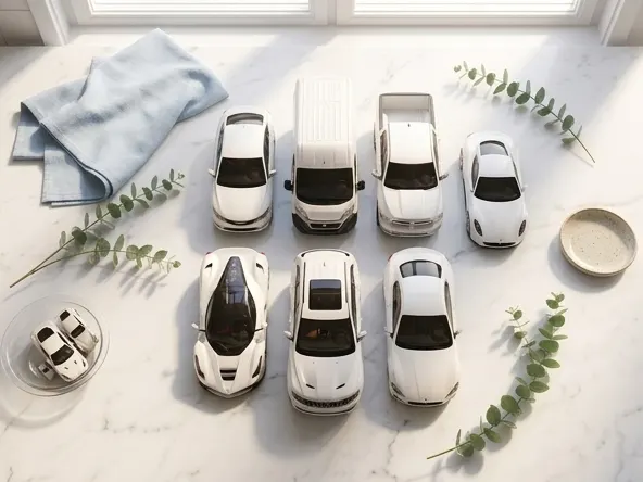 Win $100,000 FREE Toward a New Stellantis Vehicle, flat lay on marble with eucalyptus
