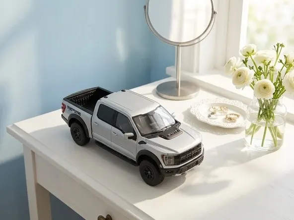 Enter to Win a FREE 2026 Ford F-150 Raptor in NASCAR Sweepstakes, styled vanity in bright bedroom setting