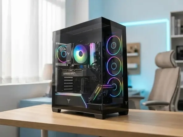 Win a FREE Yeyian Gaming PC with ADATA and XPG Components, pC ready for use in sunlit workspace