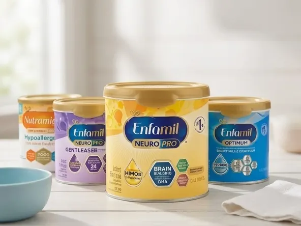 Win a FREE Year's Supply of Enfamil Formula, product displayed on white wood surface