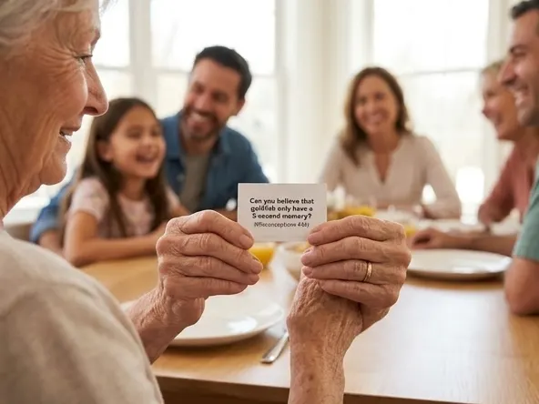 Win a FREE WordTeasers Thanksgiving Party Pack from Tryazon, grandmother reads trivia question to family