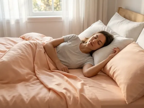 Win a FREE PeachSkinSheets Set Up to California King Size, woman peacefully sleeping on soft sheets