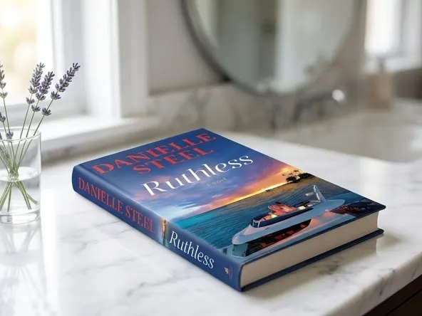 Enter for a Chance to Win a FREE Ruthless eBook by Danielle Steel, close-up product shot on marble vanity