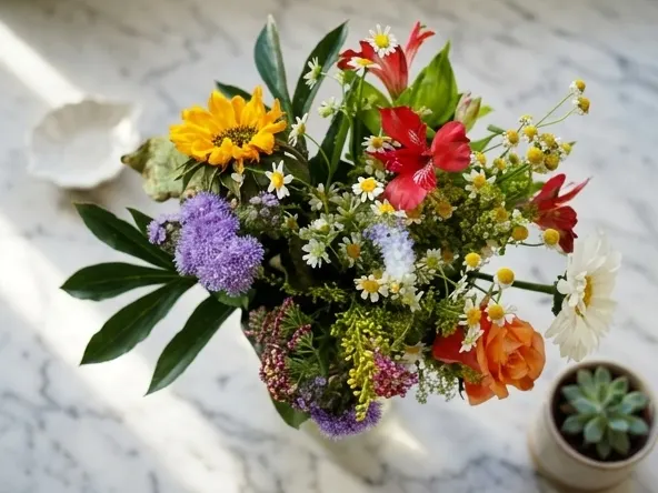 File a Claim in the Teleflora TCPA Settlement, close-up product on styled marble surface