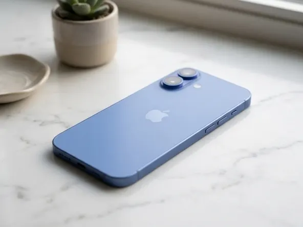 File a Claim in the Apple Intelligence Siri Settlement for iPhone, close-up product shot on marble surface