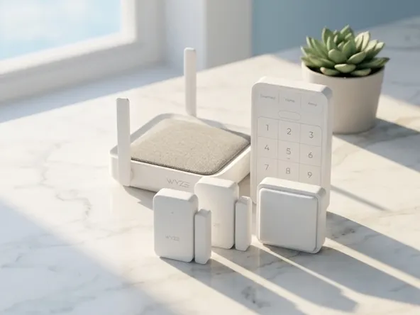 Enter to WIN FREE Wyze Smart Home Devices Worth Big, product displayed on marble with succulent prop