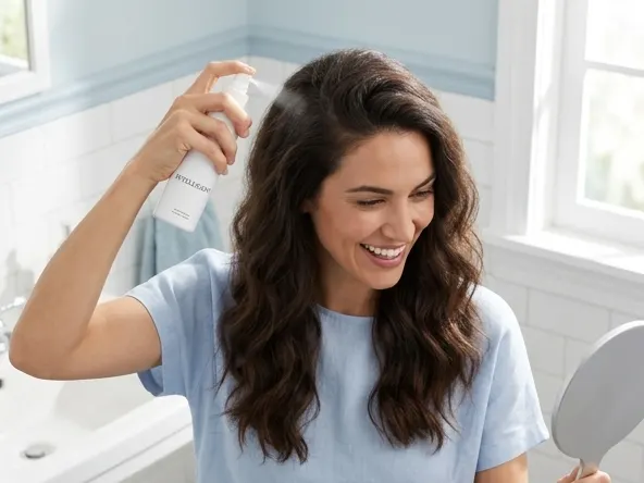 Claim a FREE Full-Size Intelligent Hair Product and Share Your Honest Review, applying volumizing product to hair roots