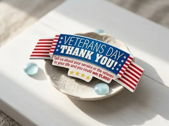Enter Daily for a FREE $1,000 Cumulus Veterans Day Honor, close up product on styled white wood