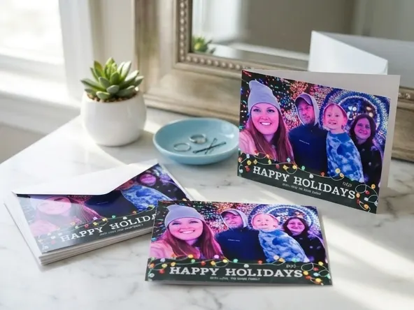 Grab 2 FREE Retro Mini Photo Print Sets from Walgreens Photo, retro prints displayed on bright vanity