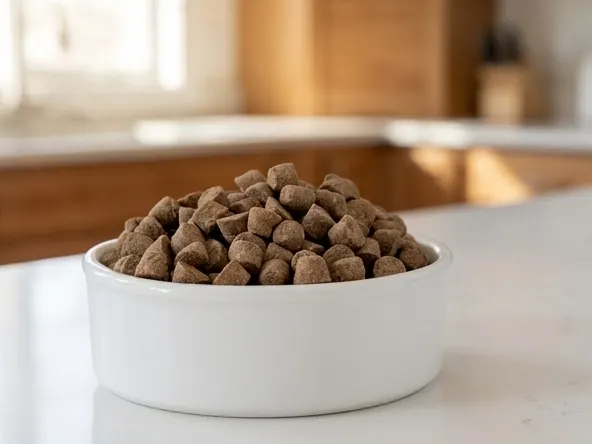 Enter to Win a FREE Year of Oven-Baked Tradition Pet Food, product displayed on kitchen counter workspace