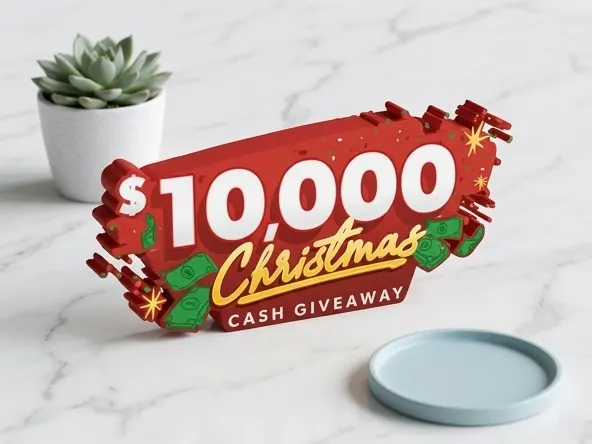 Enter Daily to WIN FREE $10,000 Cash from Ramsey Solutions, close-up product shot on marble counter