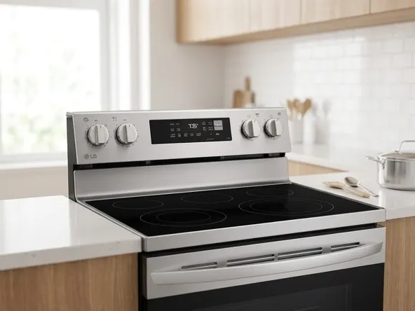 Enter to Win a FREE LG Induction Cooking Range, product positioned in kitchen cooking space