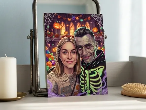 Grab a FREE 8x10 Zombie Photo Print from CVS, print propped on bedroom vanity surface