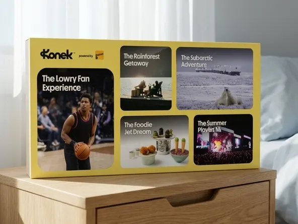 Enter to WIN a FREE Dream Trip Experience with Konek, product ready to use on bedroom nightstand