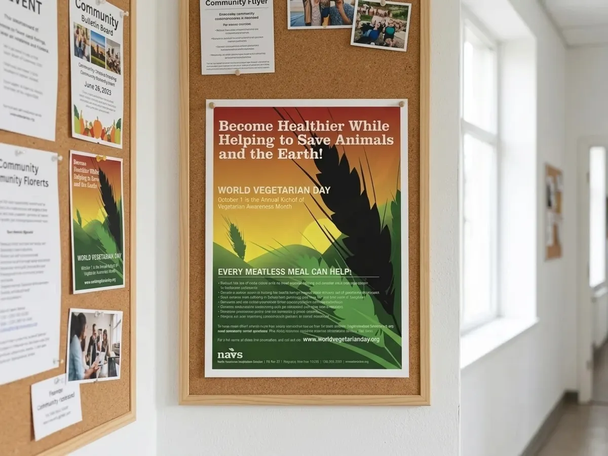 Claim a FREE World Vegetarian Day Poster for Your Community, posted in community gathering space