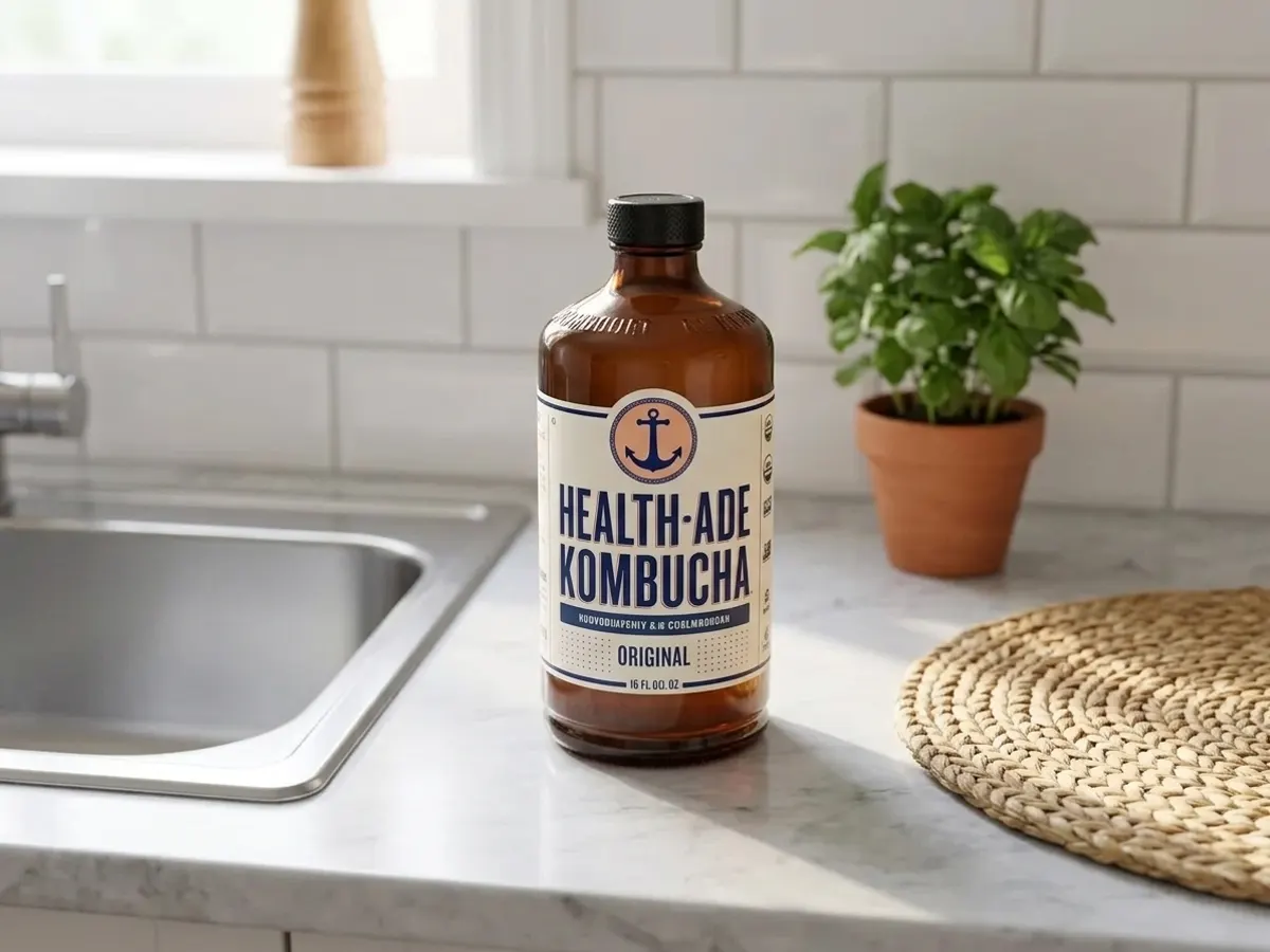 Enter to Win FREE Groceries & Health-Ade for an Entire Year, product displayed on kitchen counter