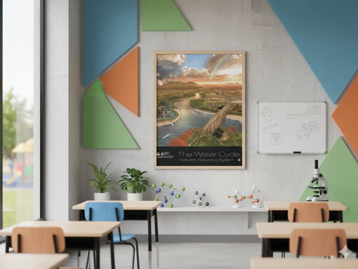 Turn Classrooms into Learning Zones – Free Water Cycle Poster! — free sample: PA-1588 is a 2-sided, 40"x35" poster on nature’s recycling, watersheds, and pollution (Jan 2012). Or
