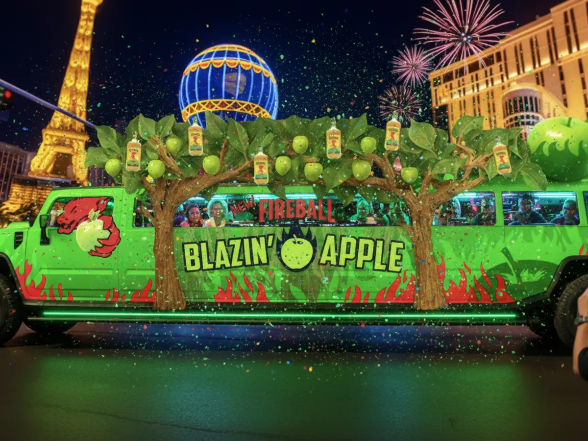 First Come, First Ride – Free Fireball Limo in Vegas! — free sample: Fireball is offering free 60-minute party limo rides in Las Vegas to celebrate its new Blazin’ Apple