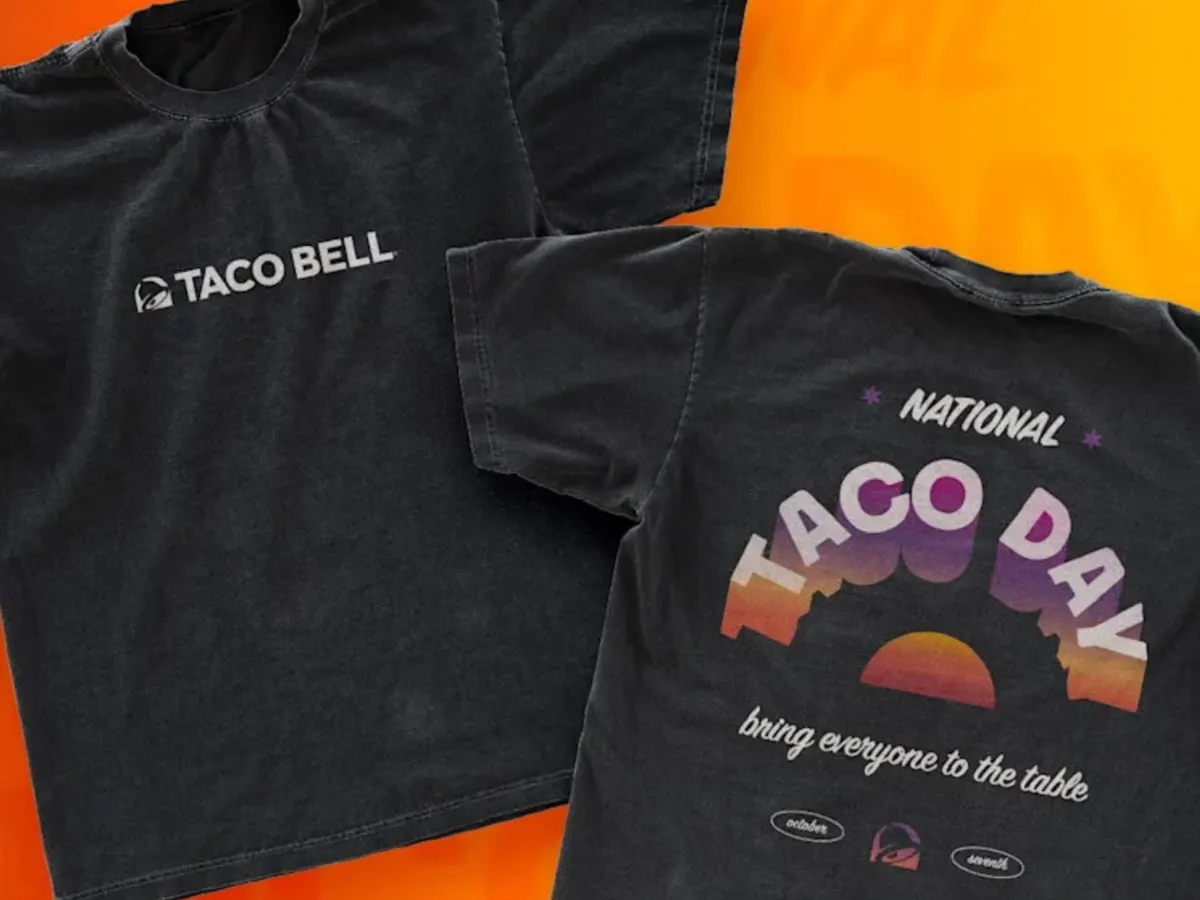 Show Off Your Taco Passion – FREE Taco Bell Taco Day Shirt! — free sample: Taco Bell Rewards members: Enter today 9 AM–8 PM PT for a chance to win a FREE Limited Edition T-Shi